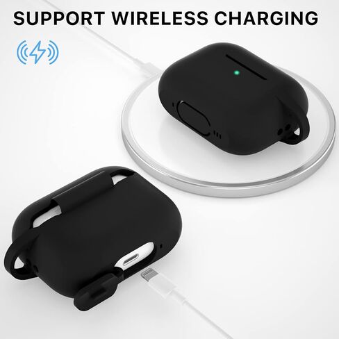 for AirPods Pro(2nd Generation/1st Generation) Case, Protective Silicone Cover with Keychain, Compatible with AirPods Pro 2, Black in Saudi Arabia