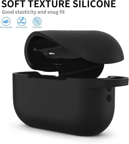 for AirPods Pro(2nd Generation/1st Generation) Case, Protective Silicone Cover with Keychain, Compatible with AirPods Pro 2, Black in Saudi Arabia