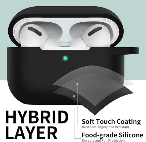 for AirPods Pro(2nd Generation/1st Generation) Case, Protective Silicone Cover with Keychain, Compatible with AirPods Pro 2, Black in Saudi Arabia