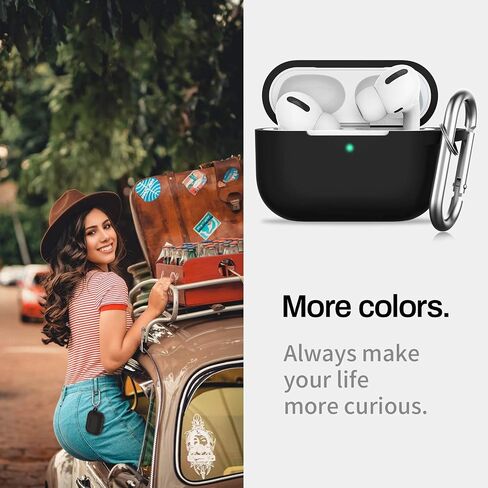 for AirPods Pro(2nd Generation/1st Generation) Case, Protective Silicone Cover with Keychain, Compatible with AirPods Pro 2, Black in Saudi Arabia