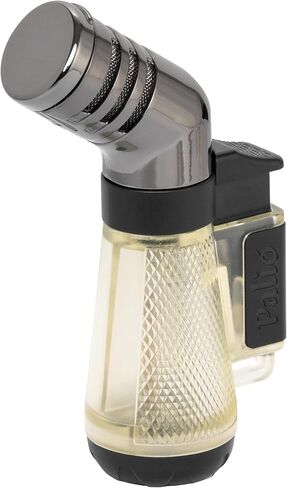 Palió Squadra Angled Triple-Jet Butane Torch Lighter, Clear - Wind Resistant, Refillable Butane Cigar Lighter, Easy Flame Adjuster, Extra-Large Fuel Tank, High Altitude Tested - Lights 100 Cigars in Saudi Arabia