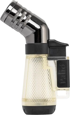 Palió Squadra Angled Triple-Jet Butane Torch Lighter, Clear - Wind Resistant, Refillable Butane Cigar Lighter, Easy Flame Adjuster, Extra-Large Fuel Tank, High Altitude Tested - Lights 100 Cigars in Saudi Arabia
