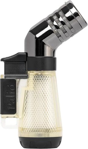 Palió Squadra Angled Triple-Jet Butane Torch Lighter, Clear - Wind Resistant, Refillable Butane Cigar Lighter, Easy Flame Adjuster, Extra-Large Fuel Tank, High Altitude Tested - Lights 100 Cigars in Saudi Arabia