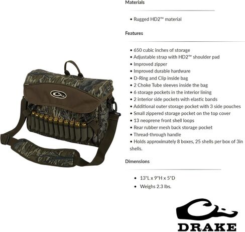 DRAKE حقيبة كتف متينة مقاومة للماء ومتعددة الاستخدامات للصيد اليومي للطيور المائية 2.0 واط/حزام قابل للتعديل - 13 بوصة طول × 9 بوصة ارتفاع × 5 بوصة عمق in Saudi Arabia