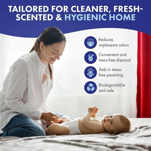 عبوات COMFICOVE المتوافقة مع دلاء الحفاضات DEKOR PLUS | 4 عبوات | بطانات إعادة تعبئة سطل الحفاضات السميكة للغاية | رائحة مسحوق طازجة | من السهل استبدال حقيبة الحفاضات والتخلص منها | التخلص من حفاضات الأطفال عديمة الرائحة in Kuwait