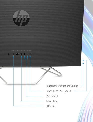 HP 22" FHD All-in-One Desktop Computer | 8GB DDR5 RAM, 128GB UFS Storage | Intel 4-Core CPU | WiFi 6, Bluetooth 5.3, RJ45, USB-C (10Gbps) | UHD Graphics | 720p Cam | AI Noise Removal | KB & Mouse in Saudi Arabia