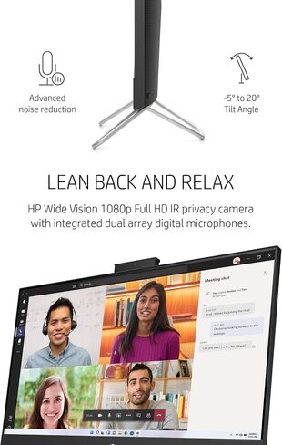 HP 22" FHD All-in-One Desktop Computer | 8GB DDR5 RAM, 128GB UFS Storage | Intel 4-Core CPU | WiFi 6, Bluetooth 5.3, RJ45, USB-C (10Gbps) | UHD Graphics | 720p Cam | AI Noise Removal | KB & Mouse in Saudi Arabia