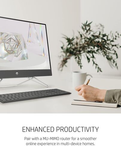 HP 22" FHD All-in-One Desktop Computer | 8GB DDR5 RAM, 128GB UFS Storage | Intel 4-Core CPU | WiFi 6, Bluetooth 5.3, RJ45, USB-C (10Gbps) | UHD Graphics | 720p Cam | AI Noise Removal | KB & Mouse in Saudi Arabia