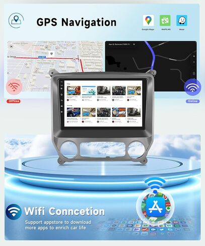 8 CORE 4+64G Car Radio Stereo for Chevrolet Silverado 2014-2018/for GMC Sierra with Large Screen, Wireless CarPlay/Android Auto, 10.1" IPS Touch Screen Android 13 GPS WiFi Bluetooth DSP Camera in Saudi Arabia
