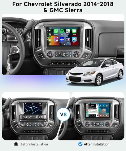 8 CORE 4+64G Car Radio Stereo for Chevrolet Silverado 2014-2018/for GMC Sierra with Large Screen, Wireless CarPlay/Android Auto, 10.1" IPS Touch Screen Android 13 GPS WiFi Bluetooth DSP Camera in Saudi Arabia