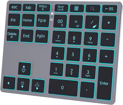 Tri-Mode Aluminum Numpad 7-Color Backlit Bluetooth 5.0/Wired USB-C/2.4G Wireless Number Pad Slim 35-Key Rechargeable Numeric Keypad External Keyboard Num Pad for Laptop, Mac - Silver White in Saudi Arabia