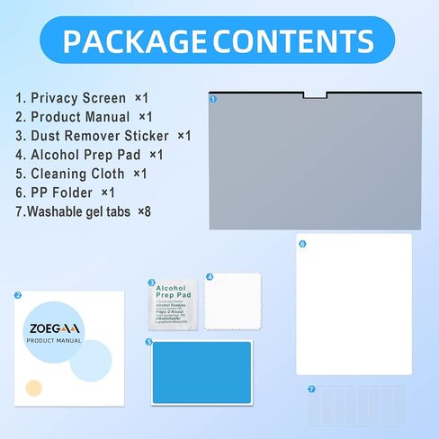 ZOEGAA Laptop Privacy Screen 16 inch,Magnetic Privacy Screen 16 inch for 16:10,Factory has been Focusing on the Research and Production and owns many international Patents such as Filtration Membranes in Kuwait