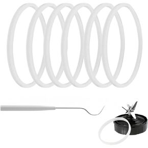 6 Pack Rubber Gaskets Replacement Seal White （3.94 inch）O-Ring for Nutri Ninja Blender Replacement for Ninja Auto-iQ Pro Extractor CT680 BL456-30 BL480 BL681A BL682 BL640