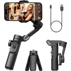XE AI Version,Gimbal Stabilizer for Smartphone,NO APP AI Tracking, Gesture Control, Inception Gimbal with TikTok YouTube,3-Axis Foldable Gimbal stabilizer for iPhone& Android