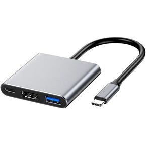 USB C to HDMI Multi Adapter with USB 3.0 Port, USB C Multiport Digital AV Converter for MacBook, 3 in 1 USB C Hub with USB 3.0/ 4K HDMI/PD 100W Port for iPhone 15, Switch etc Devices