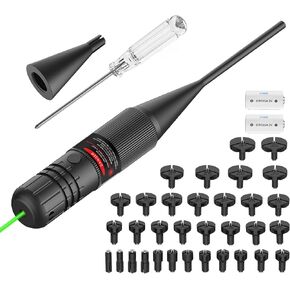 32 Adapters Laser Bore Sight Kit Bright Bore Sighter with On/Off Switch for 0.17 to 12GA Calibers