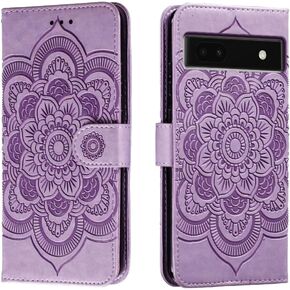 for Google Pixel 6a (2022) Case Wallet with Card Holder Kickstand Magnetic Soft Leather Flip Fold Case for Google Pixel 6A Cover (Purple)