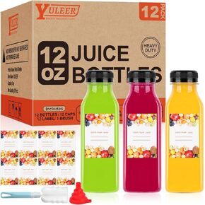 YULEER 24pcs 16oz Plastic Bottles with Caps, Take Out Bottles with Lids for Bottles, Clear Juice Bottles Bulk Containers for Smoothie, Drinking, and Other Beverages