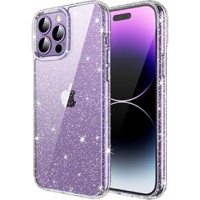 JETech Glitter Case for iPhone 14 Pro 6.1-Inch, Bling Sparkle Shockproof Phone Bumper Cover, Cute Sparkly for Women and Girls (Clear)