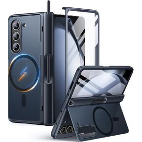 MOBOSI for Samsung Galaxy Z Fold 5 Case [Compatible with Magsafe], [Built-in Kickstand & Hinge Protection & Screen Protector] Full Body Slim Shockproof Phone Case for Z Fold5 with S Pen Holder, Black