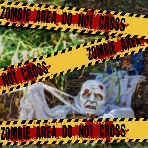 Caution Tape Halloween Decor - ZOMBIE AREA DO NOT CROSS Tape,Halloween Warning Tape Roll, Bright Yellow PE Fright Tape I 3 Inch x 82 Ft I Scary Halloween Zombie Party Decorations Outdoor,Haunted House