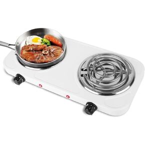 2000W Double Burner, Electric Hot Plate for Cooking Portable Cooking Stove, Countertop Burner Cooktop for Kitchen, Dorm, Temperature Control, Easy to Clean, Black