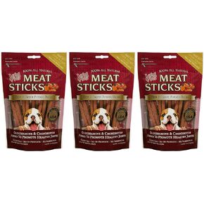 Loving Pets 3 Pack of Beef & Sweet Potato Meat Sticks Dog Treats, 5 Ounces Each, with Glucosamine and Chondroitin
