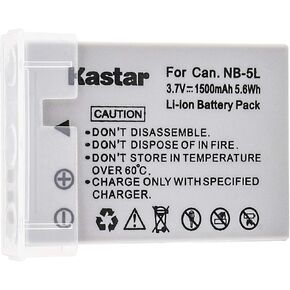 Kastar Li-ion Battery for Canon NB-5L NB5L NB-5LH NB5LH CB-2LX CB-2LXE and Canon PowerShot S100 S110 SD700 is Digital IXUS 90 is 900 Ti 950 is 960 is 970 is 980 is 990 is 800 is 850 is 860 is 870 is
