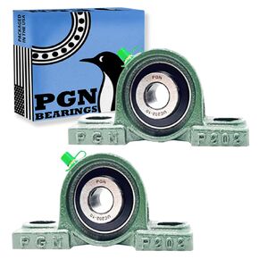 PGN UCP204-12 Pillow Block Bearing - Pack of 2 Mounted Pillow Block Bearings - Chrome Steel Bearings with 3/4" Bore - Self Alignment