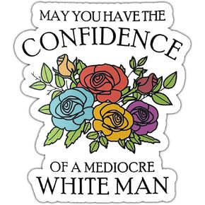 (3pcs) May You Have the Confidence of a Mediocre White Man Sticker, Mental Health Stickers, Water Assistant Die-Cut Vinyl Women Awareness Stickers for Laptop, Phone, Water Bottles, Book,