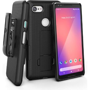 Encased DuraClip Pixel 3 Belt Clip Case, Slim Fit Holster Shell Combo (Rubberized Grip) Smooth Black