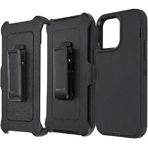 Defender Case for Apple Iphone15ProMax (6.7") with Holster Belt Clip:[2 Pack Belt Clip] Heavy Duty Military Grade Drop Protective, with 360° Rotating Kickstand Black -Iphone15ProMax(6.7")