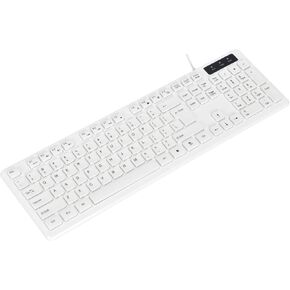 MCSaite Wired White USB 104 Keys Computer Keyboard with Stands,Waterproof - US Layout Compatible for Windows, PC, Laptop