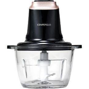 Food Chopper, 8Cup Electric Food Processor, 400W Meat Grinder with 2L Glass Bowls and 2 Bi-Level Blades for Kitchen, Vegetable, Onion, Garlic, Salad, Baby Food, Fruit, Nuts (White)