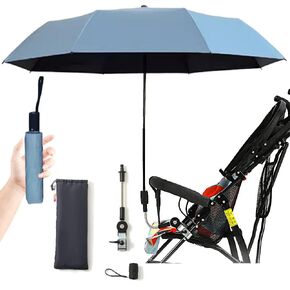 Universal Baby Stroller Sun Protection Parasol, with Umbrella Clip Fixing Device, UPF 90+ UV Protect Pushchair Sun Parasol (Silver)