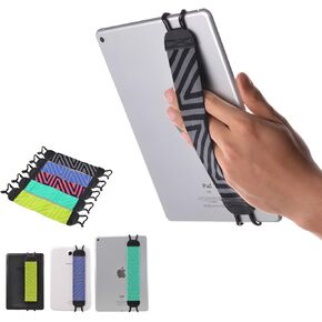 TFY Security Hand-Strap for Tablets Compatible with iPad Mini 6 & Air 5 & Air 4, iPad Pro 9.7 Inch, 11 Inch - Samsung Galaxy Tab & Note - Google Nexus and More - Black/Gray (ONE Piece)
