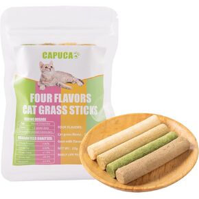 Cat Grass Teething Stick - 80g Natural Freeze Dried Cat Grass Stick Cat Treats Snacks Edible Cat Chew Toys for Hairball Removal Teeth Cleaning