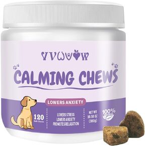 Calming Chews for Dogs 120PCs, Dog Calming Chews for Dog Anxiety Relief, Promote Relaxation, Aid with Separation, Barking and Sleeping, Natural Ingredients Calming Treats for Dogs
