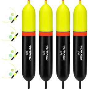 THKFISH Slip Bobbers Floats, EVA Foam Snap-on Floats, Weighted Fishing Bobbers for Sea Fishing Catfish Bobbers Assortment Freshwater,4PCS Floatage 1-4oz
