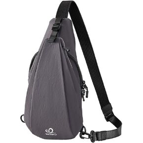 WATERFLY Small Crossbody Sling Bag: Lightweight Women Men Sling Backpack Stylish Casual Cross Body Bag Adjustable Straps Chest Bag Daypack for Shopping Hiking Travelling Black