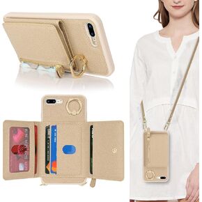 for iPhone 11 Pro Case with Card Holder,Phone Case for iPhone 11 Pro Case with Strap Crossbody Lanyard Stand Ring,iPhone 11 Pro Wallet Case for Women,Leather Zipper Pocket Case-Black
