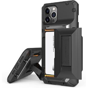 VRS DESIGN Damda Glide Hybrid Phone Case for iPhone 12 Pro Max, with [4 Cards] Sturdy [Semi Auto] Credit Card Holder Slot Wallet and Kickstand for iPhone 12 Pro Max 6.7 inch(2020) (Black)