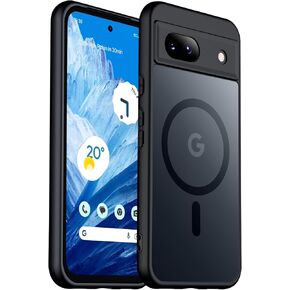 for Google Pixel 8A Case, Compatible with Magsafe, [Military Drop Protection] [Anti-Fingerprint] Slim Translucent Matte Back Durable Phone Case,Black