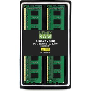 NEMIX RAM 16GB (2X8GB) DDR3 1600MHZ PC3-12800 2Rx8 1.35V 240-PIN ECC UDIMM KIT Compatible with Synology RAMEC1600DDR3-8GBX2 NAS ECC Unbuffered Memory