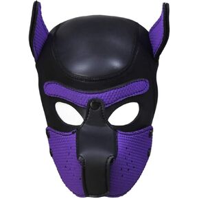 Adults Neoprene Puppy Hood Mask, Cosplay Dog Full Face Pup Hood Mask for Role Play and Costume Parties