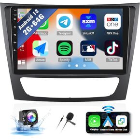 SIXWIN 1G+32G Android Car Stereo for Mercedes Benz E Class W211 E200 CLS W219 2002-2009 with Wireless CarPlay Android Auto 9 Inch Touchscreen Bluetooth GPS Navigation WiFi HiFi FM Backup Camera MIC in Saudi Arabia