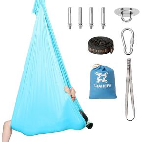 أرجوحة حسية تحمل ما يصل إلى 220 رطلًا في الداخل والخارج باستخدام أرجوحة شجرة التأرجح مع مجموعة شماعات لها تأثير مهدئ مع الاحتياجات الخاصة (وردي) in Kuwait