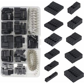 620pcs JST SM Connector Kit, 1/2 X (1/2/3/4/5/6) Pin 2.54mm Pitch Connectors Housing + Male/Female Crimp Pins JST XH 2.54mm Adaptor Assortment Kit