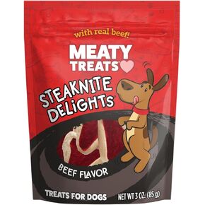 Meaty Treats Steaknight Delights Beef Flavor, 2.5-oz. (Pack of 8)
