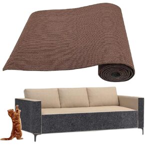 Cat Scratching Mat 118" x 15.8" Trimmable Self-Adhesive Cat Carpet, Highly Viscous Cat Scratch Pad Replacement for Cat Tree Shelves Couch Furniture DIY Protector (Dark Grey)